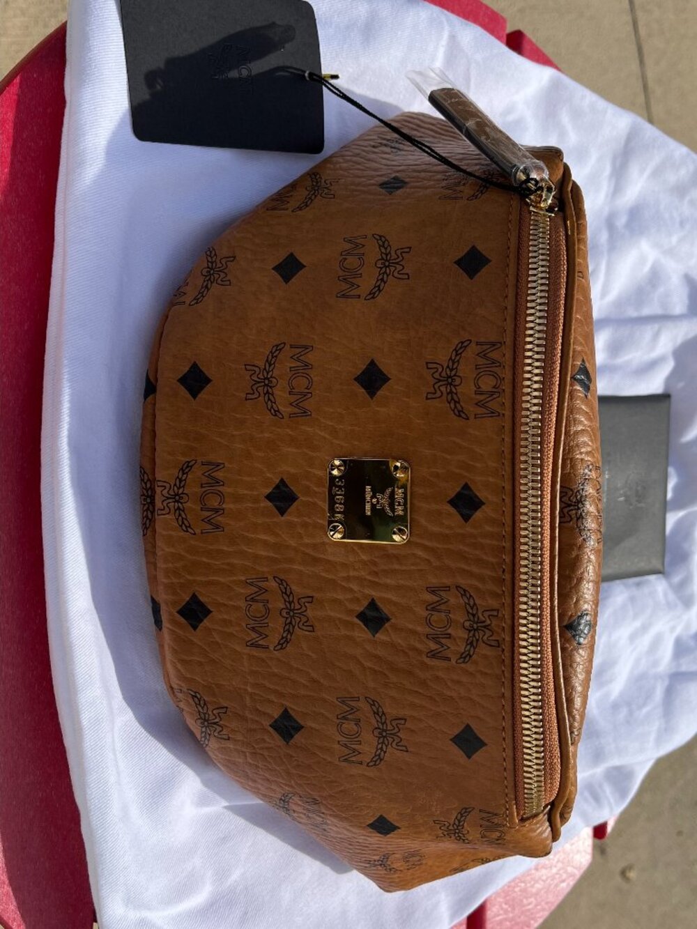 MCM Cognac Viestos Monogram Belt Bag NWT - Picture 2 of 12